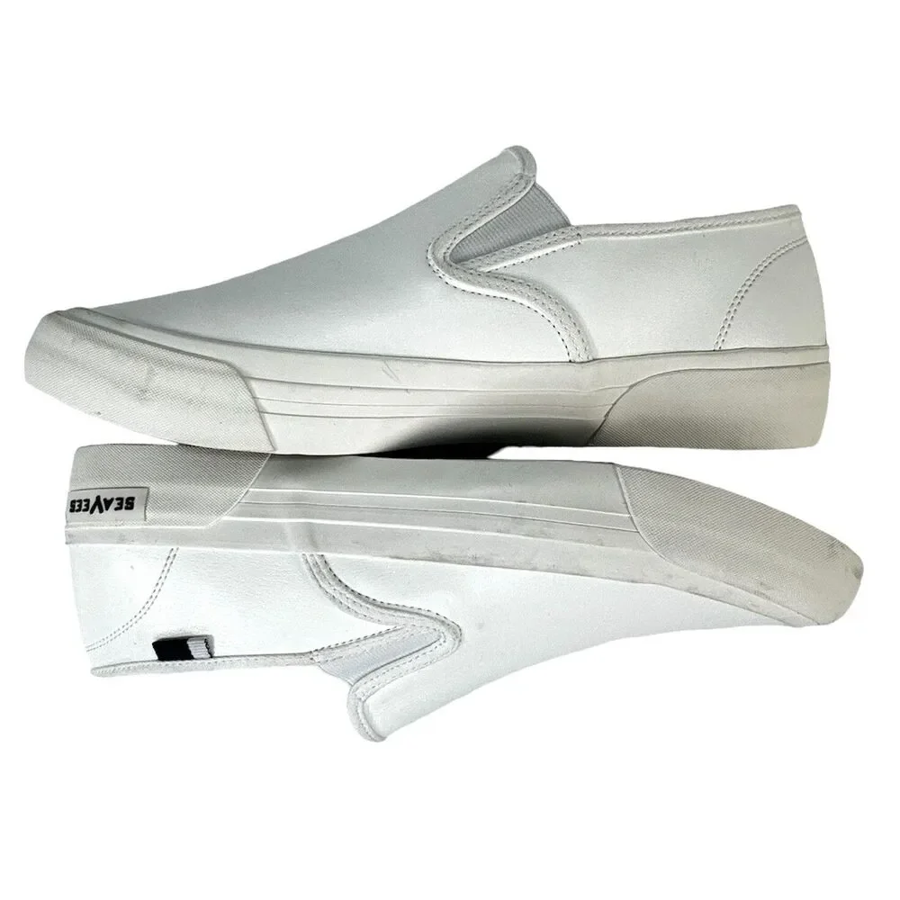 SeaVees Men's Size 10 SeaChange Slip On White Vegan Corn Leather Shoes